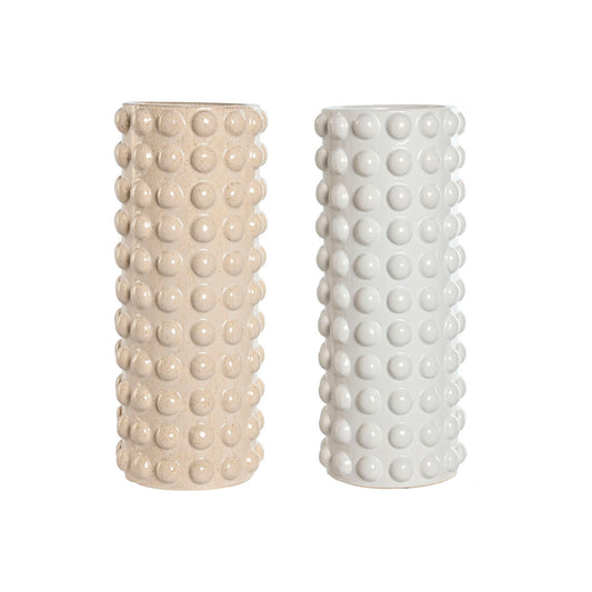 Vase Home ESPRIT Weiß Beige aus Keramik 16 x 16 x 40 cm (2 Stück)-Haus & Küche, Heimdekoration-Home ESPRIT-Ciniskitchen