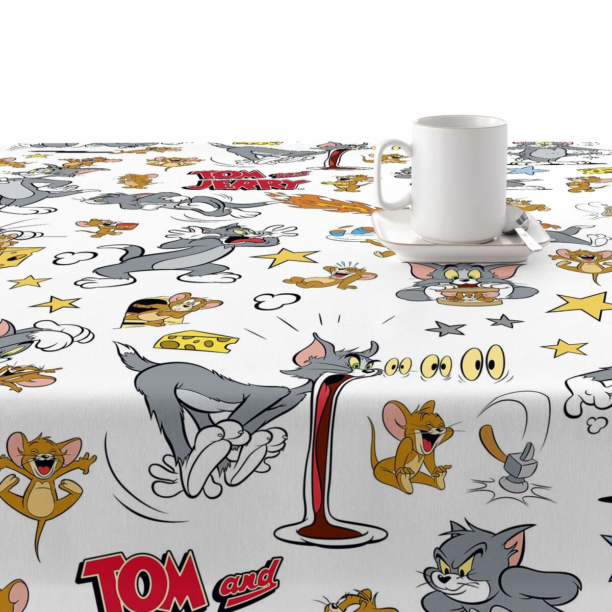 Fleckenabweisende geharzte Tischdecke Belum Tom & Jerry 02 140 x 140 cm-Haus & Küche, Heimtextilien-Belum-Ciniskitchen