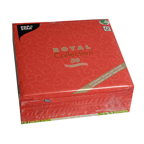 50 edle Servietten in Rot, 1/4-Falz, 40 x 40 Zentimeter