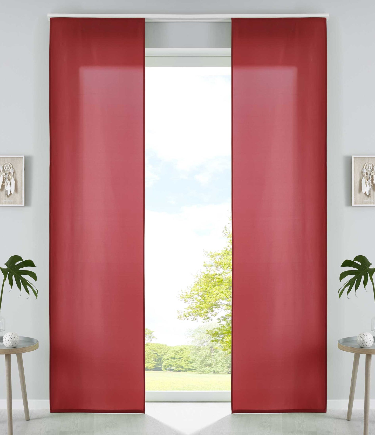 2er Set Schiebegardinen Flächenvorhänge Mikrofaser Vorhang Gardine Schiebe Matt Paneelwagen Beschwerungsstangen 85600N2-gardinenbox.de