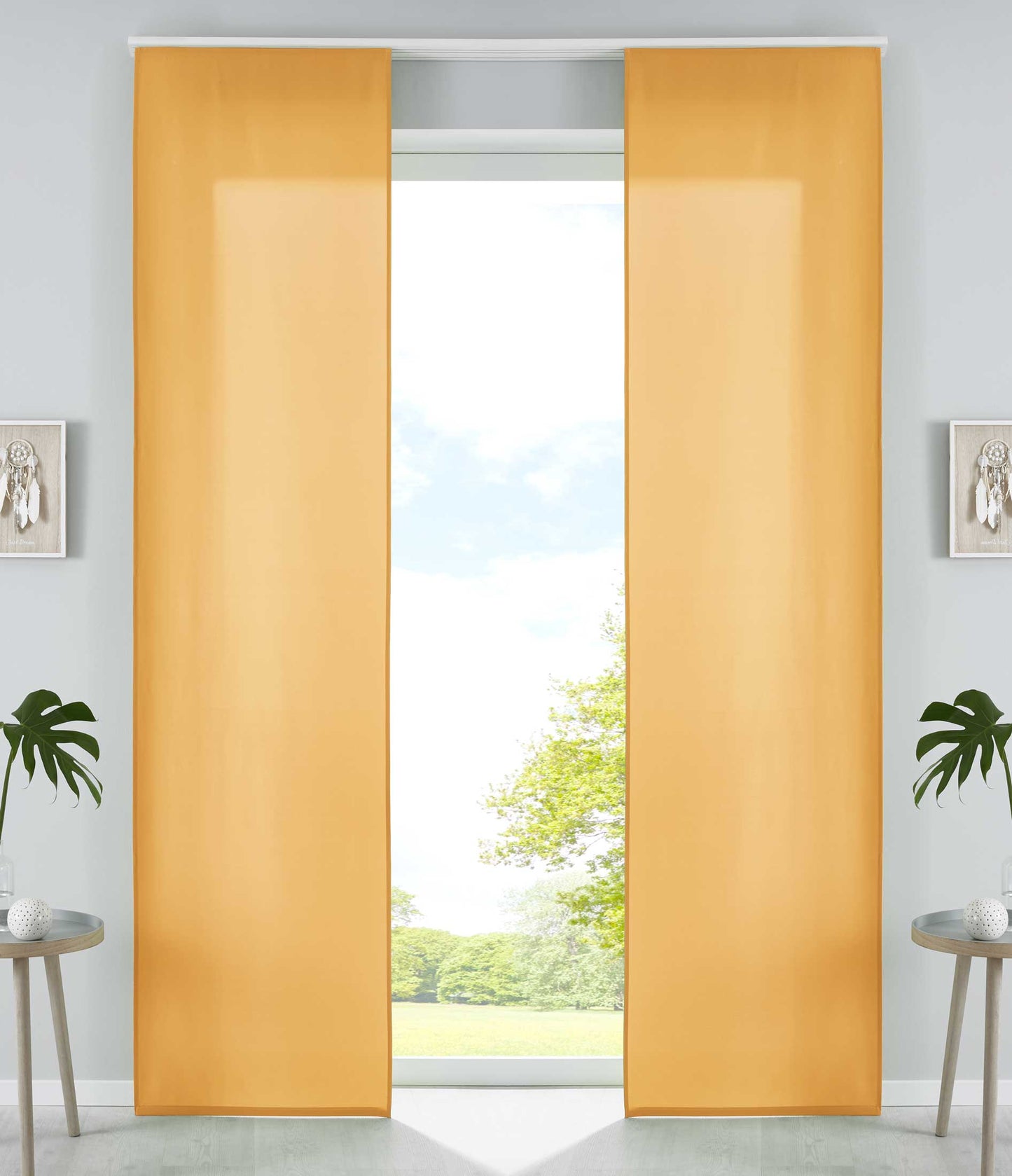 2er Set Schiebegardinen Flächenvorhänge Mikrofaser Vorhang Gardine Schiebe Matt Paneelwagen Beschwerungsstangen 85600N2-gardinenbox.de