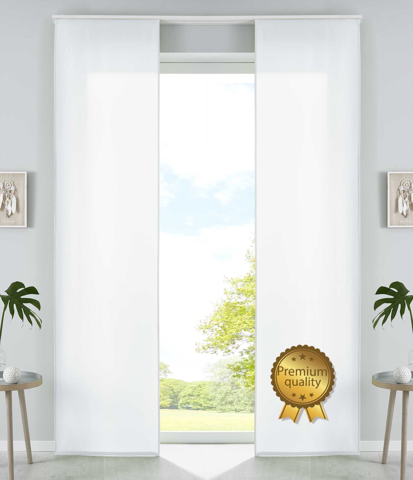 2er Set Schiebegardinen Flächenvorhänge Mikrofaser Vorhang Gardine Schiebe Matt Paneelwagen Beschwerungsstangen 85600N2-gardinenbox.de