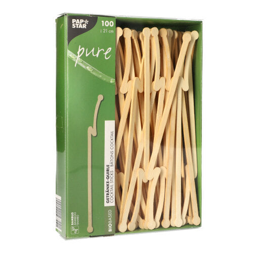 Getränke Quirle aus Bambus 100 Stück umweltfreundlich stabil natur-Altruan