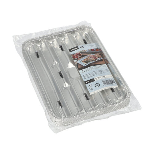 10er Set Grillschalen aus Aluminium eckig 1,4 cm x 16,3 cm x 22,7 cm-Altruan