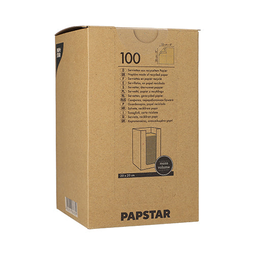 PAPSTAR Servietten 1/4-Falz, 20x20 cm natur, aus recyceltem Papier | Spenderkarton (100 Stück)-Altruan