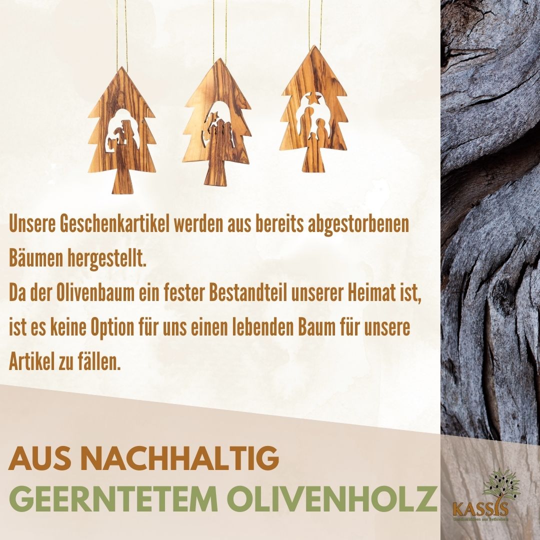 Weihnachtsdeko Baumschmuck Krippe 3er Set Tannenbaum Anhänger - ohne Rinde