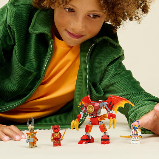 LEGO NINJAGO Kais Drachen-Mech Battle Set - Ninja Spielzeug für Jungen und Mädchen - Modellbau mit Actionfigur, 3 Minifiguren und Katanas - Geschenk für Kinder ab 6 Jahren - 71851