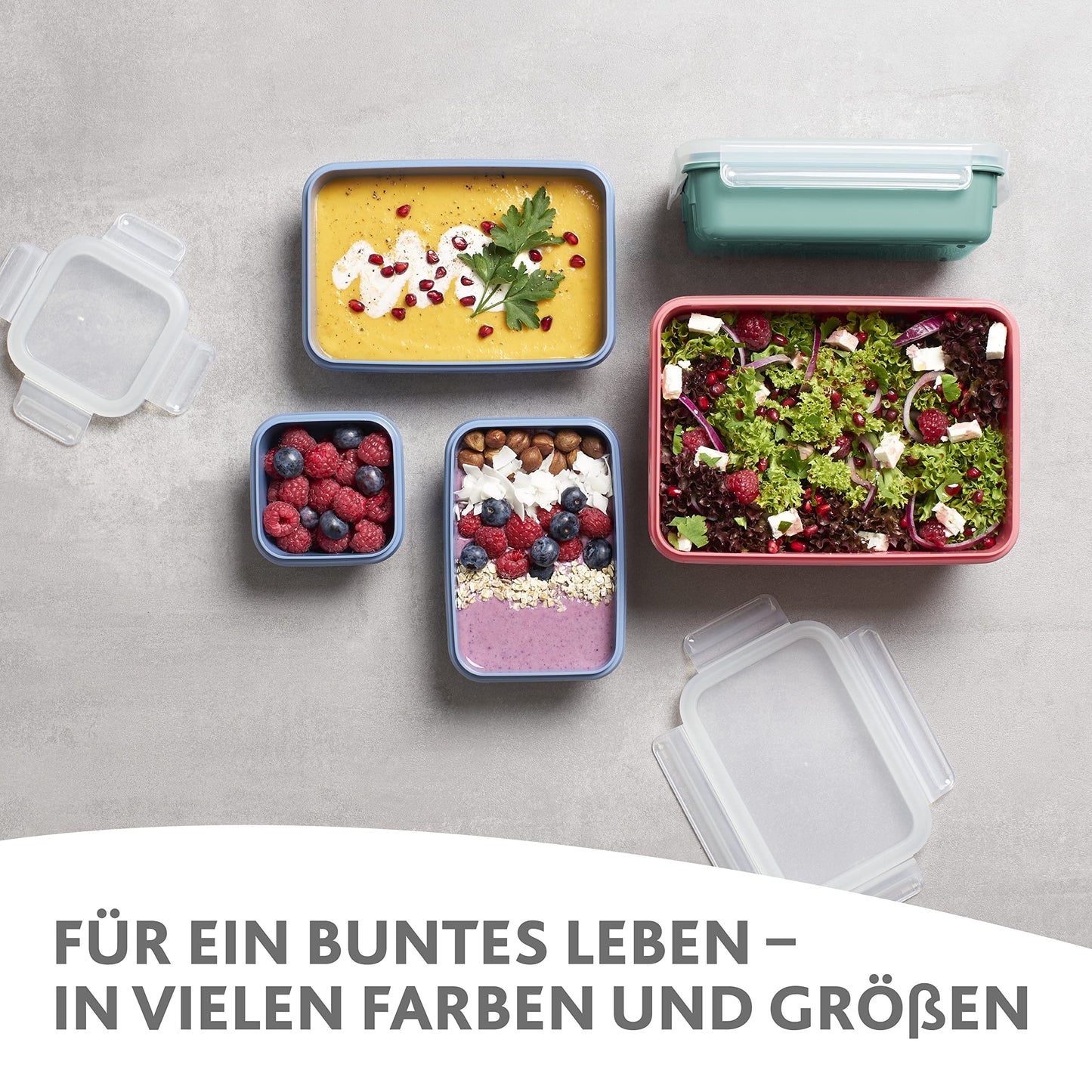 Emsa Frischhaltedose mit Deckel 2,2l Clip & Close Color Edition, 100% auslaufsicher, hygienisch, spülmaschinenfest, mikrowellengeeignet, gefriergeeignet, blau, N10128
