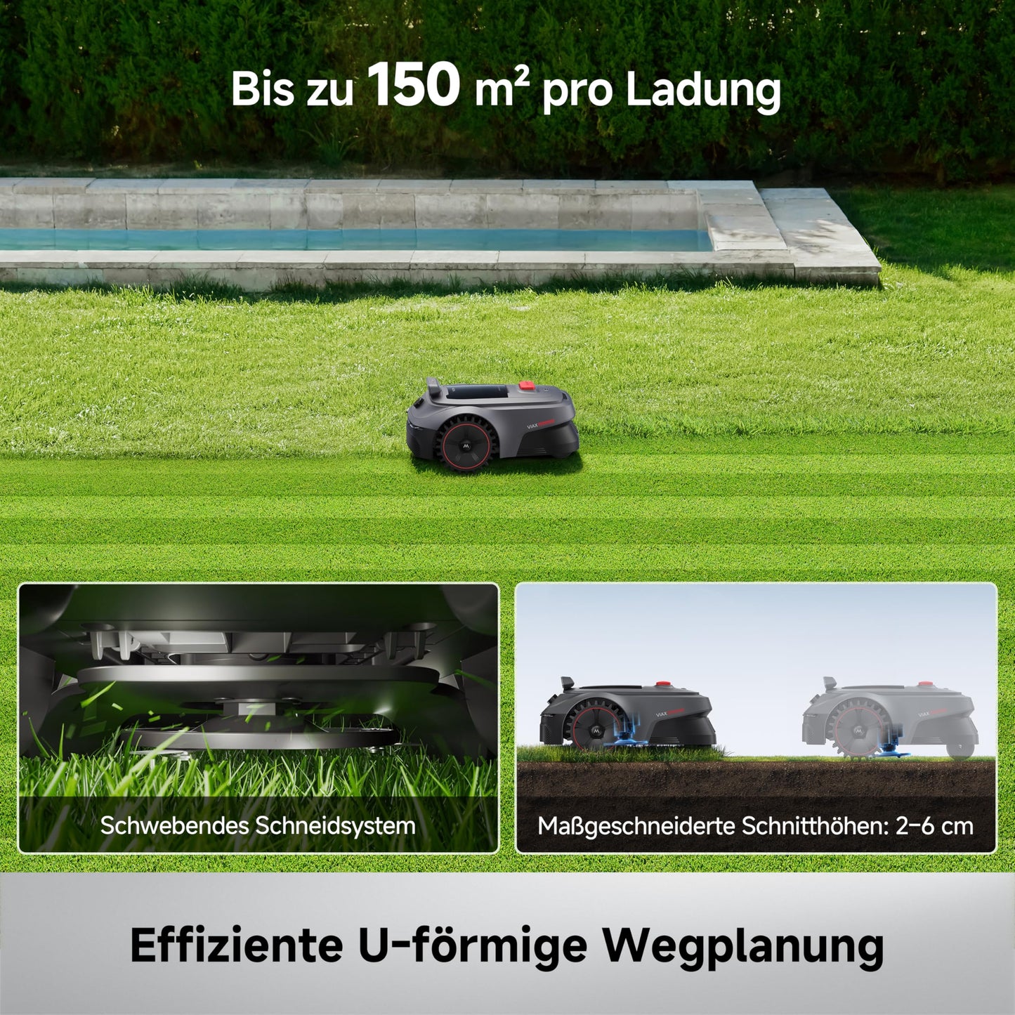 MOVA ViAX 500 Mähroboter Ohne Begrenzungskabel, Empf. 600 m², KI-gestützte Kartierung, 360°-LiDAR & Dual-KI-Vision, Intelligente Hindernisvermeidung, U-Fahrbahn, Kantenschnitt, App-Steuerung