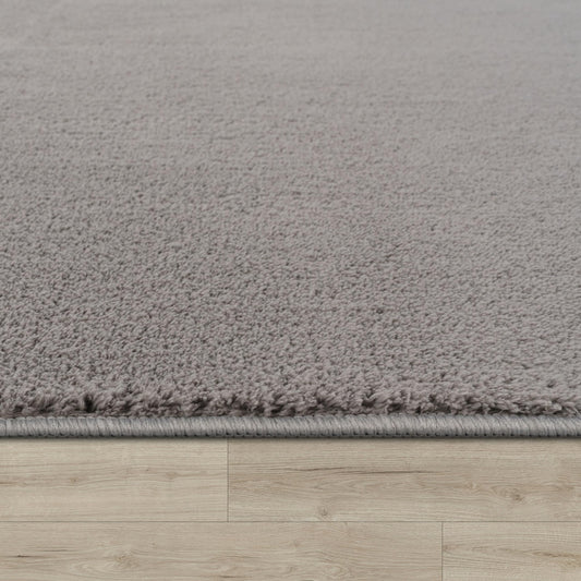 Paco Home Moderner Kuscheliger Wohnzimmer Teppich Kurzflor waschbar flauschig Weich Einfarbig Felloptik zeitlos stilvoll rutschfest pflegeleicht, Grösse:200 cm Quadrat, Farbe:Grau