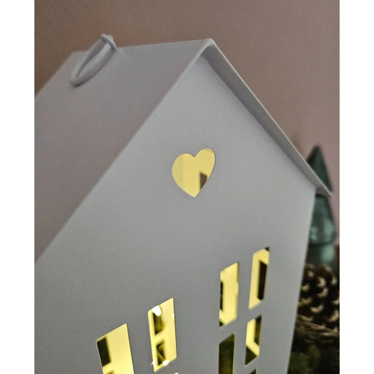 3 Laternenhäuser Windlicht Laternen Häuser Laterne Haus Metall weiß 3er SET