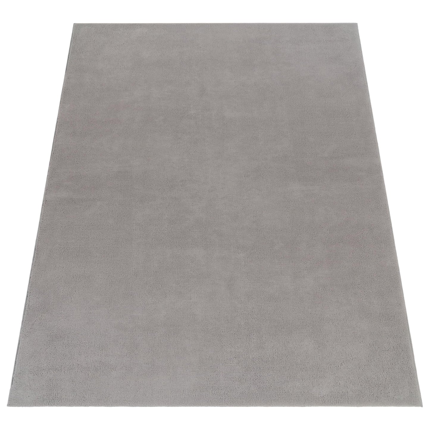Paco Home Moderner Kuscheliger Wohnzimmer Teppich Kurzflor waschbar flauschig Weich Einfarbig Felloptik zeitlos stilvoll rutschfest pflegeleicht, Grösse:200 cm Quadrat, Farbe:Grau