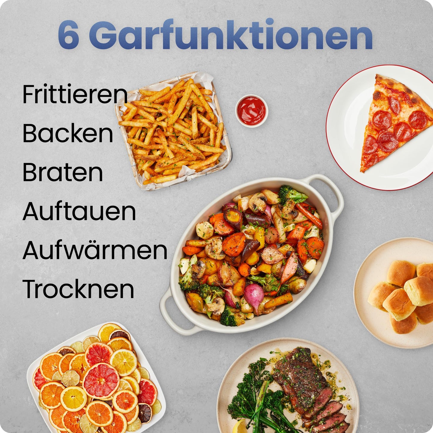 Chefman Heißluftfritteuse TurboFry, 8,5 l, 6-in-1-Hochleistungsgerät, 230 °C, XL-Korb mit Sichtfenster, Heißluftfrittieren, Backen, Grillen, Aufwärmen, Hydrieren, Auftauen, Schwarz