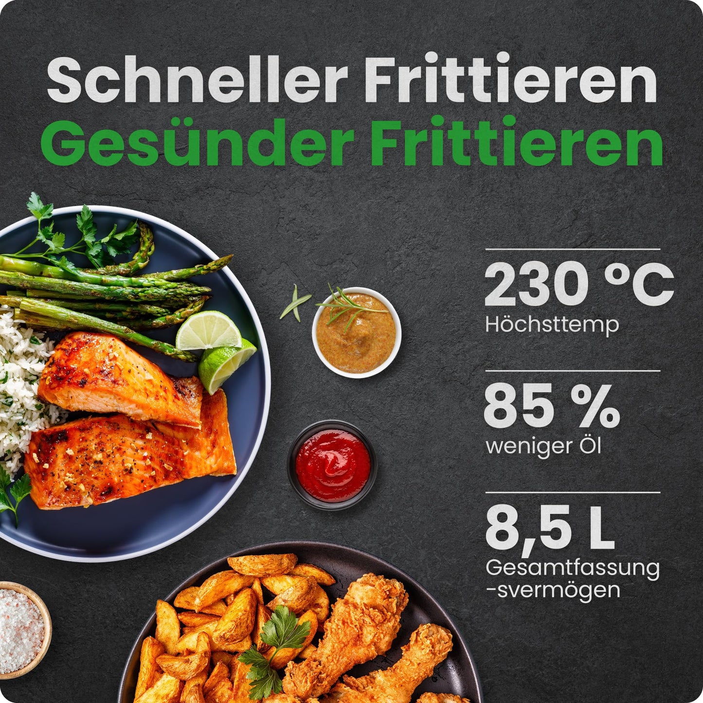 Chefman Heißluftfritteuse TurboFry, 8,5 l, 6-in-1-Hochleistungsgerät, 230 °C, XL-Korb mit Sichtfenster, Heißluftfrittieren, Backen, Grillen, Aufwärmen, Hydrieren, Auftauen, Schwarz