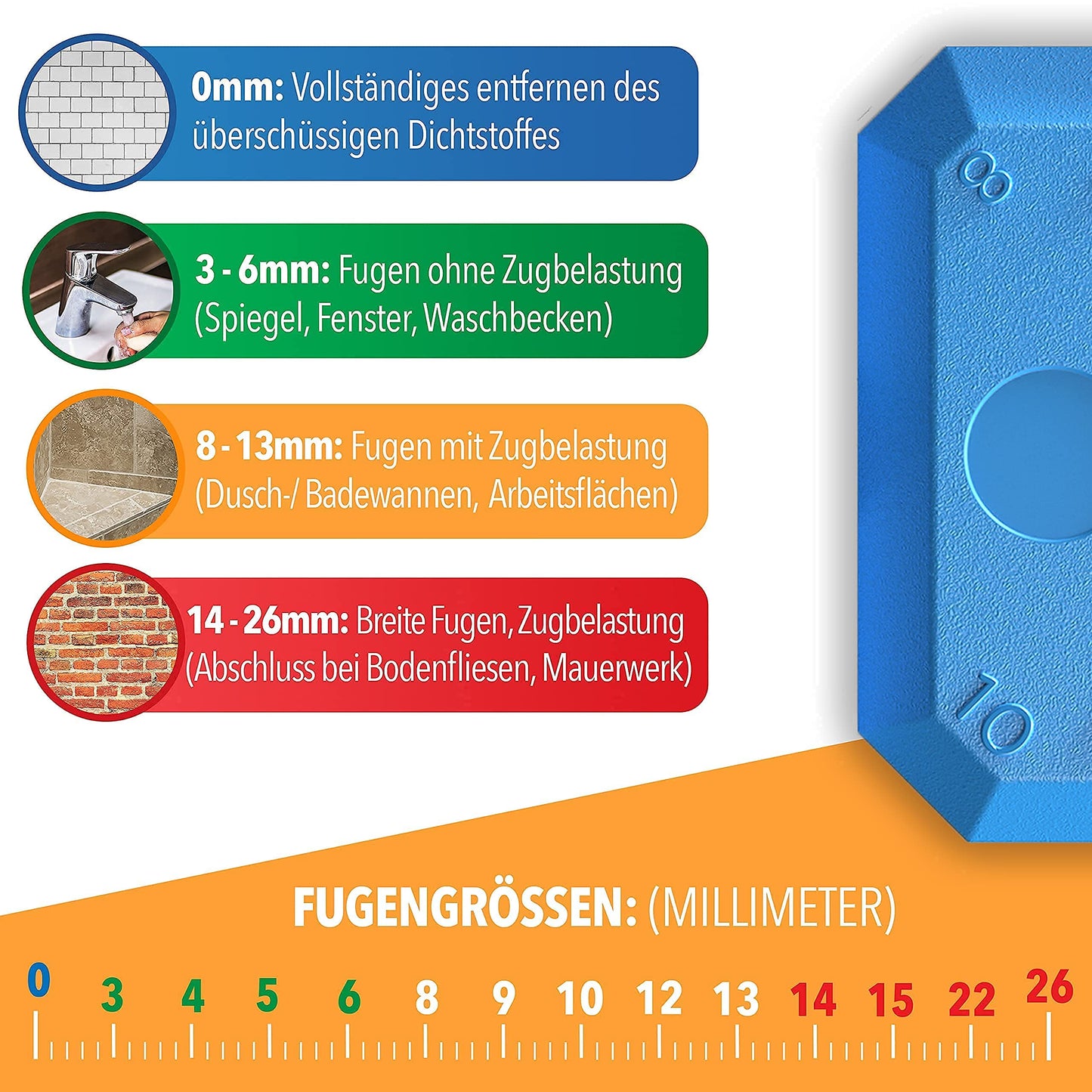 Silikonentferner und Fugenglätter Set 5 teilig für saubere Silikonfugen-STONE REEF
