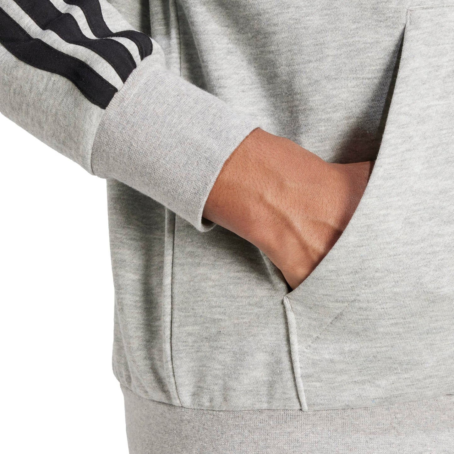 adidas Herren Essential Three Stripes Fleece Zipper Hoodie Sweatshirt, medium Grey Heather/Black, XL