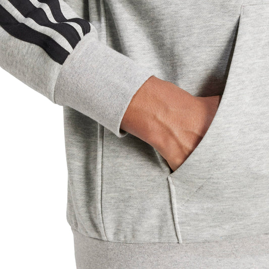 adidas Herren Essential Three Stripes Fleece Zipper Hoodie Sweatshirt, medium Grey Heather/Black, XL