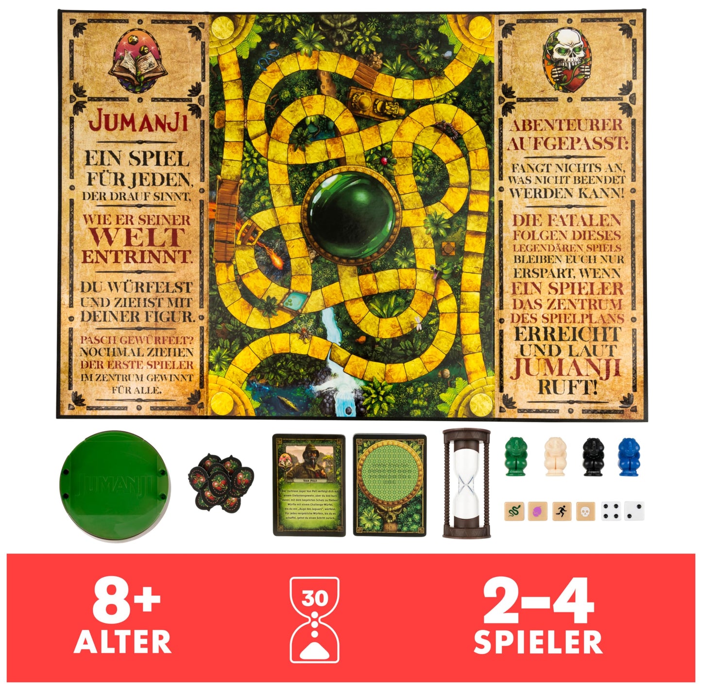Spin Master Games - Jumanji - das actiongeladene Familienspiel für 2–4 mutige Abenteurer ab 8 Jahren - kooperatives Abenteuerspiel mit spannenden Challenges