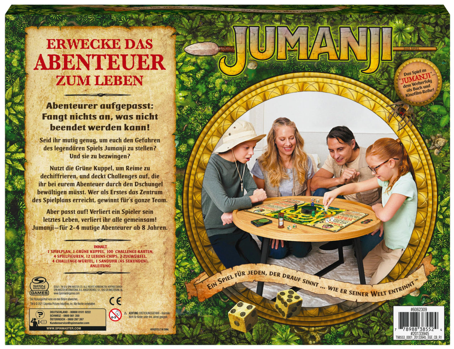 Spin Master Games - Jumanji - das actiongeladene Familienspiel für 2–4 mutige Abenteurer ab 8 Jahren - kooperatives Abenteuerspiel mit spannenden Challenges