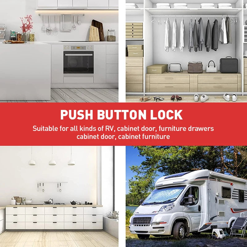 Schwarz Push-Lock 26mm für Wohnmobil Auto Schrank Schublade Grifflos Keyless