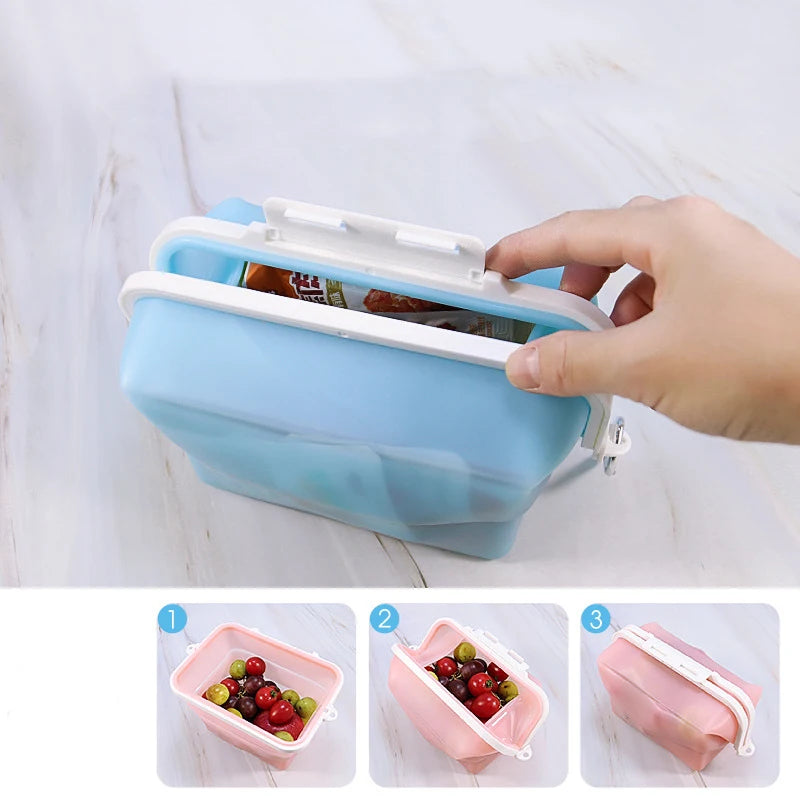 Silikon Frischhaltebeutel für Obst Gemüse Lebensmittel faltbar mikrowellengeeignet