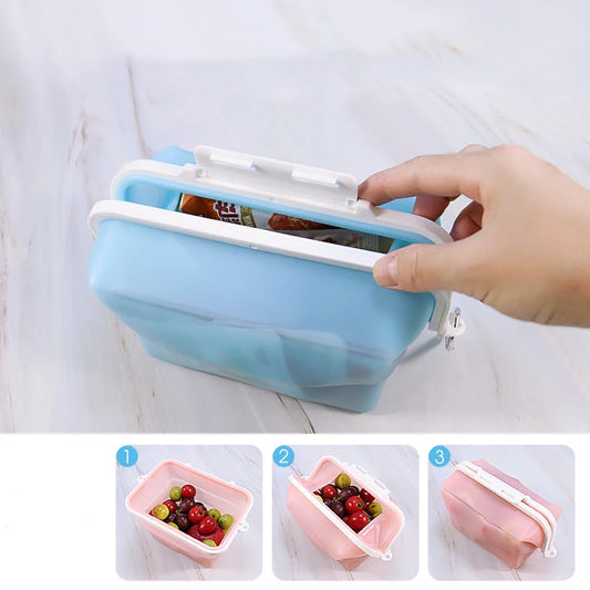 Silikon Frischhaltebeutel für Obst Gemüse Lebensmittel faltbar mikrowellengeeignet