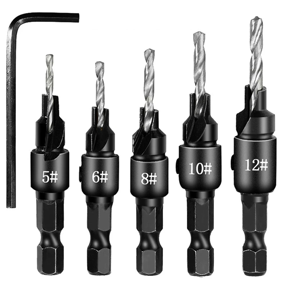 Senkerbohrer Set für Holzbearbeitung mit 1/4" Sechskantschaft DIY #5-#12