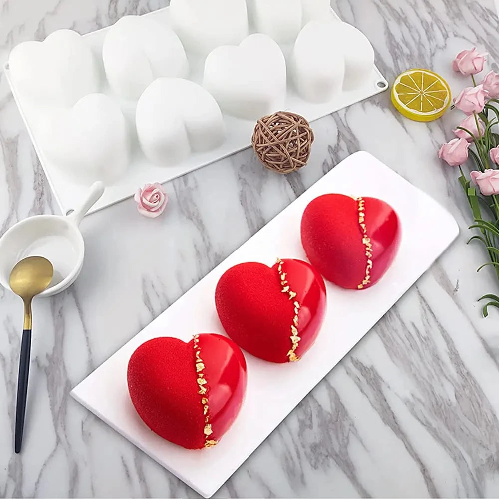 Flexible 3D Herz Silikon Backform für Dessert, Kuchen - Schokolade