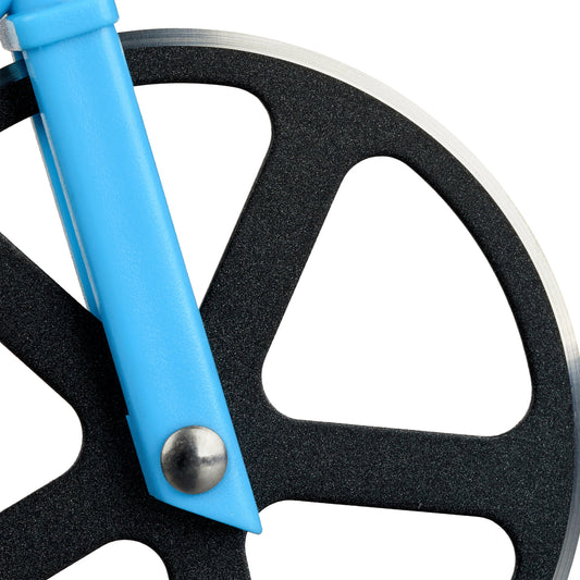 Relaxdays Fahrrad Pizzaschneider, lustiger Pizzaroller mit Schneiderädern aus Edelstahl, Cutter für Pizza & Teig, blau