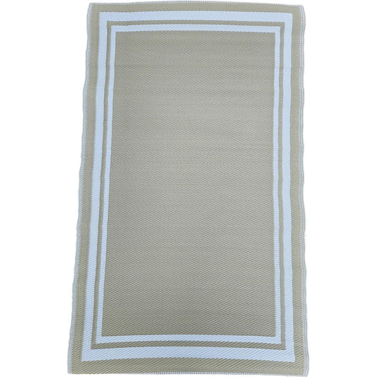 Teppich Outdoor Balkonteppich außen Balkon Terrasse beige weiß 150 x 90 cm