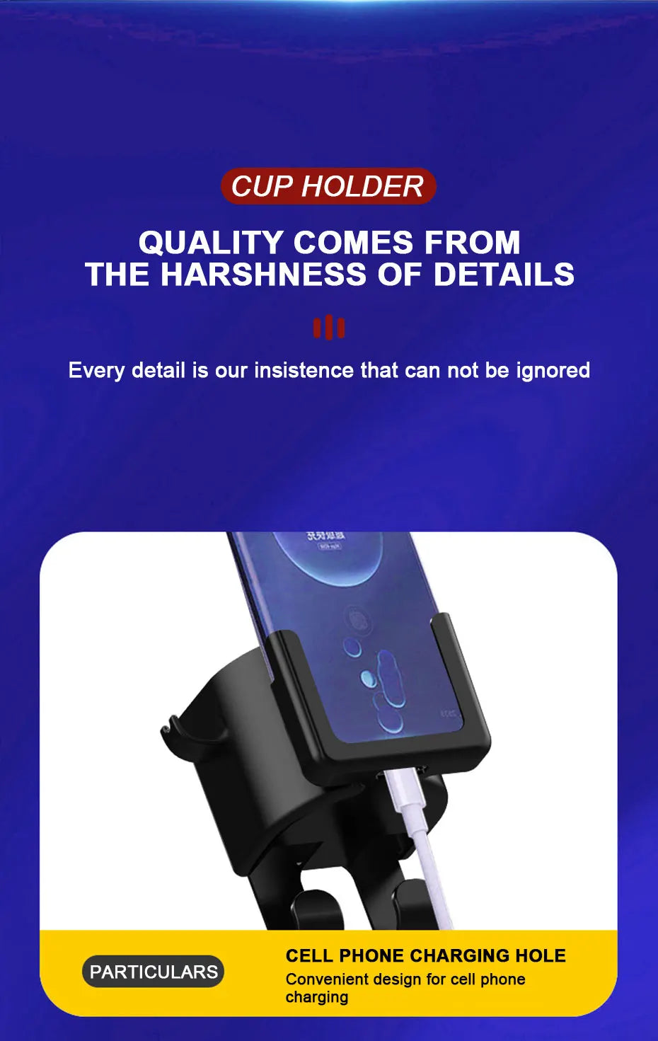 Universal Auto Getränkehalter mit 4 Haken und Telefonhalter