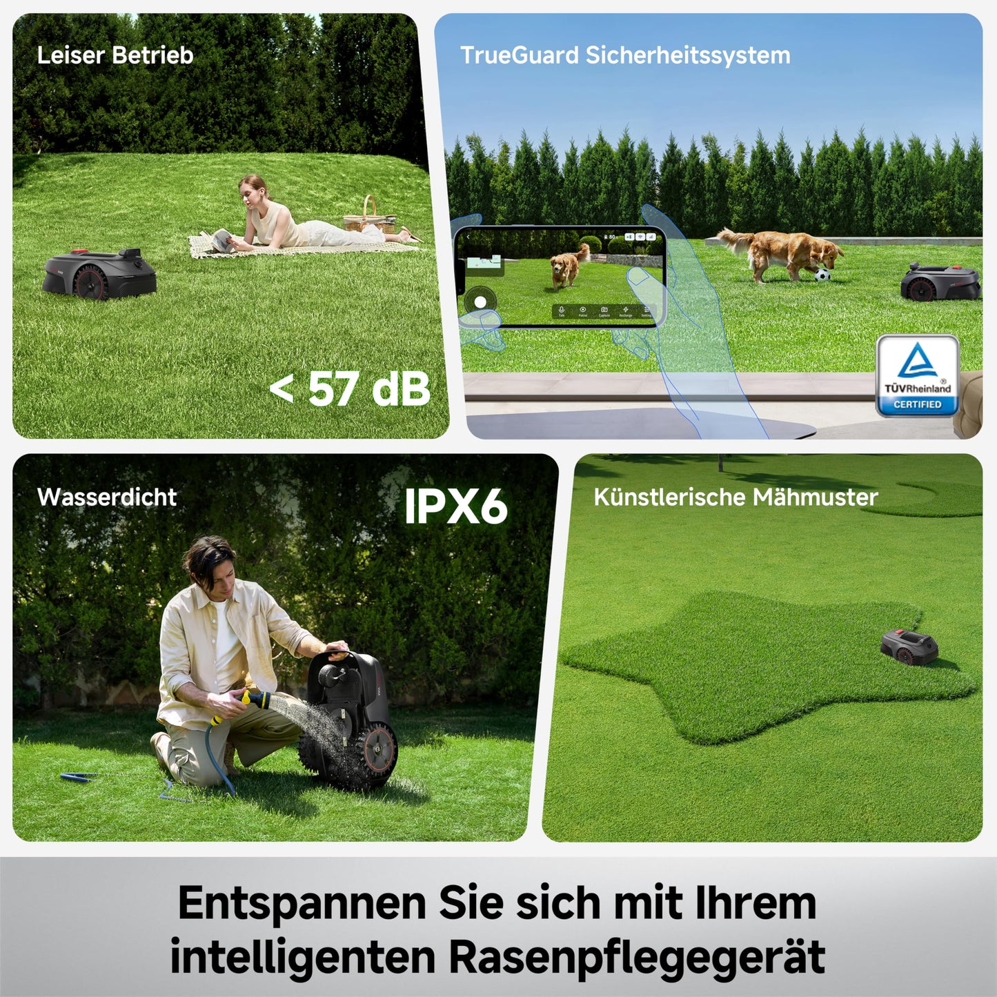 MOVA ViAX 500 Mähroboter Ohne Begrenzungskabel, Empf. 600 m², KI-gestützte Kartierung, 360°-LiDAR & Dual-KI-Vision, Intelligente Hindernisvermeidung, U-Fahrbahn, Kantenschnitt, App-Steuerung