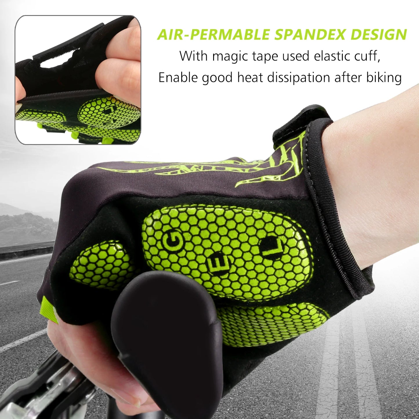 Atmungsaktive Halbfinger Fahrradhandschuhe 5mm Gel Polster MTB Herren Damen
