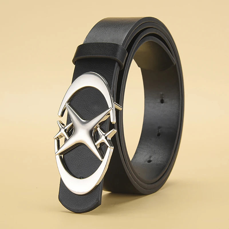 Männer Gürtel mit Punk Stern Schnalle – Unisex PU Leder Gürtel-Yabubest - Home & More