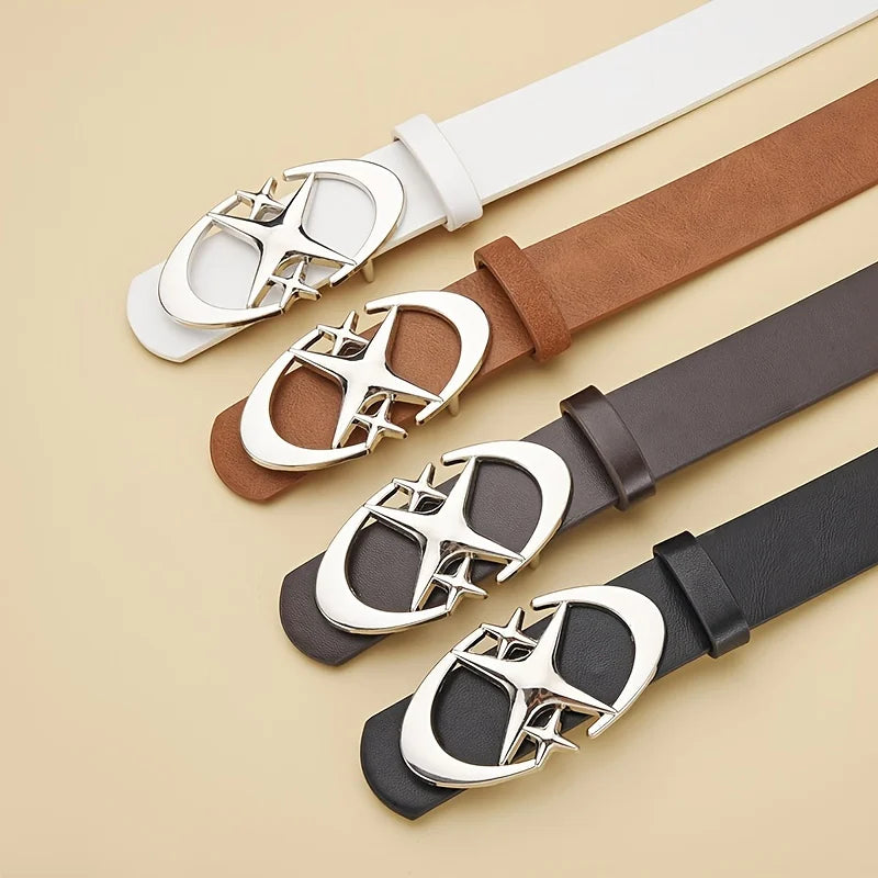 Männer Gürtel mit Punk Stern Schnalle – Unisex PU Leder Gürtel-Yabubest - Home & More