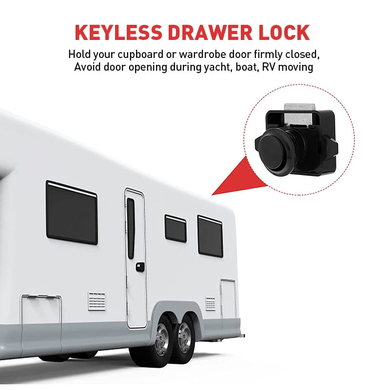 Schwarz Push-Lock 26mm für Wohnmobil Auto Schrank Schublade Grifflos Keyless