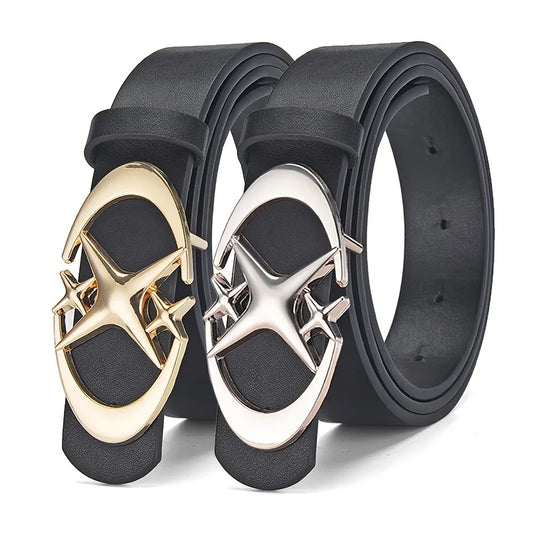 Männer Gürtel mit Punk Stern Schnalle – Unisex PU Leder Gürtel-Yabubest - Home & More