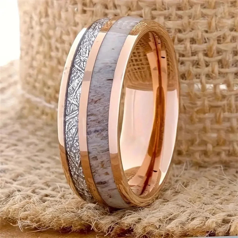 8mm Edelstahl Ring Herren Carbon Faser Inlay Hochzeitsband Geschenk