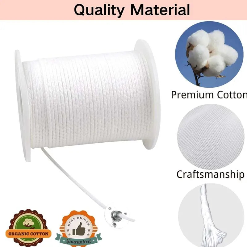 Baumwoll Kerzendochte 100 Stk mit Metalldochtlaschen und Zentrierungsset