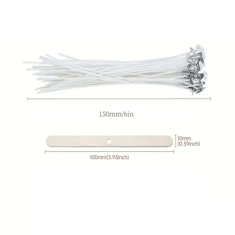 50-teiliges Kerzendocht Set mit Haltern und Klebepunkten für Kerzenherstellung