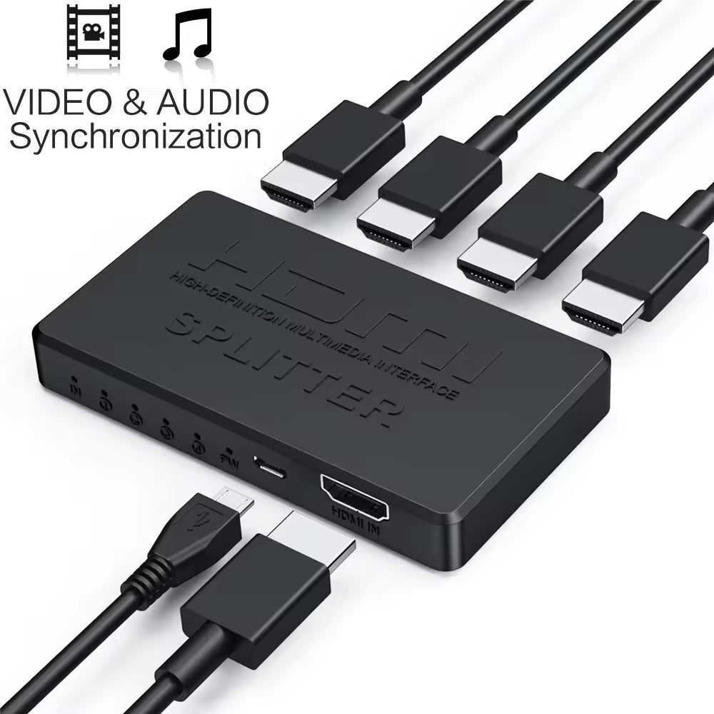 1-in-4-out HDMI Splitter Verteiler 4K 3D Ultra HD Adapter für vier Displays-DREIKS