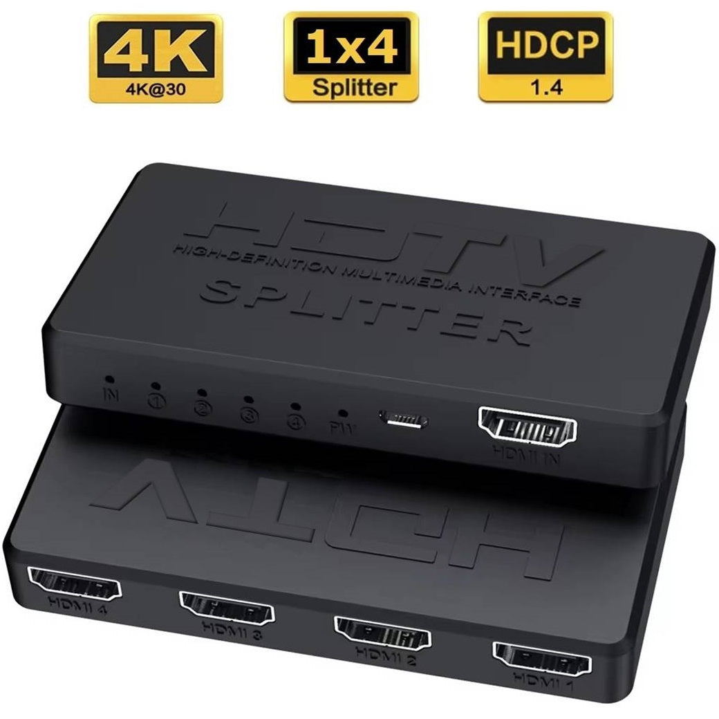 1-in-4-out HDMI Splitter Verteiler 4K 3D Ultra HD Adapter für vier Displays-DREIKS