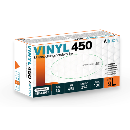 Altruan Vinyl 450 Handschuhe, Einmalhandschuhe, transparent - 100 Stück-Altruan