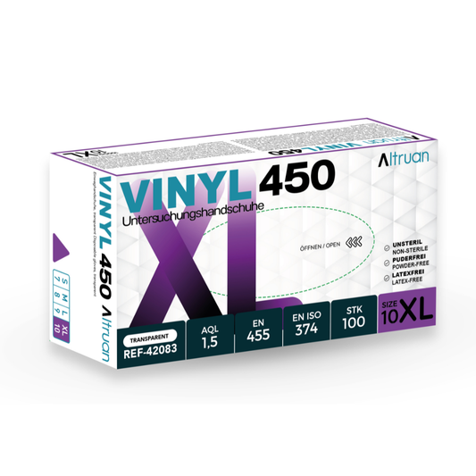 Altruan Vinyl 450 Handschuhe, Einmalhandschuhe, transparent - 100 Stück-Altruan