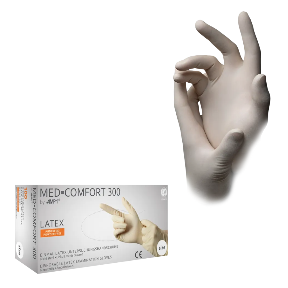 AMPri MED-COMFORT Latexhandschuhe puderfrei weiß 100 Stück Box