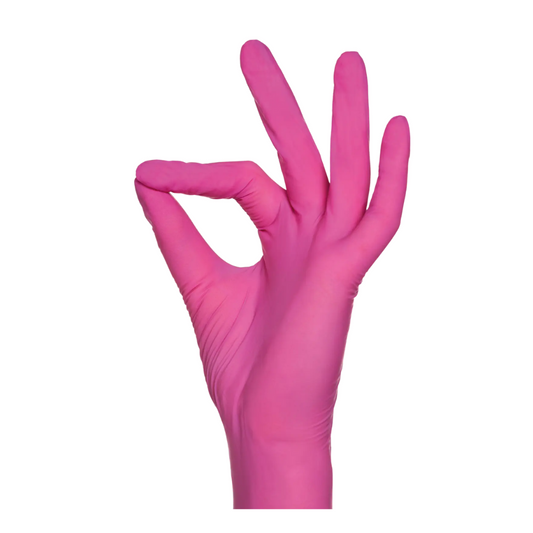 Puderfreie Nitrilhandschuhe Pink, 100 Stück für Hygiene