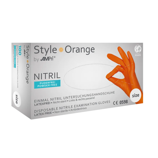 Orange Nitrilhandschuhe puderfrei für Schutz und Hygiene