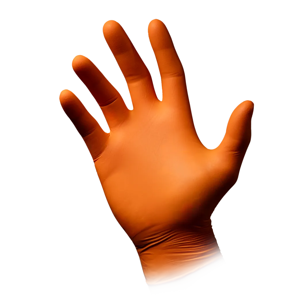 Orange Nitrilhandschuhe puderfrei für Schutz und Hygiene