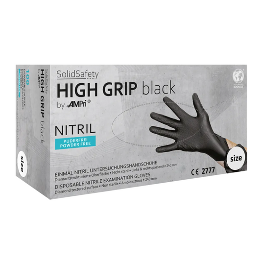 SolidSafety High Grip Black Nitril Chemikalienschutzhandschuhe S XXL