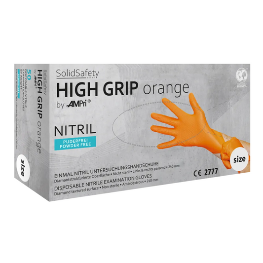 High Grip Orange Nitril Chemikalienschutzhandschuhe S bis XXL